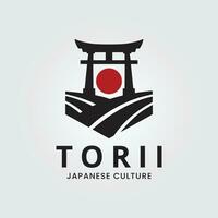 torii porte avec sunburst logo vecteur symbole illustration conception