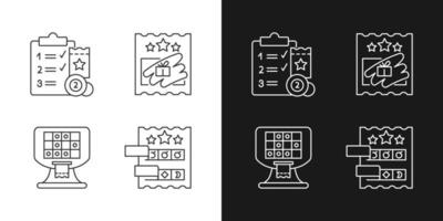 icônes linéaires de conduction de loterie définies pour le mode sombre et clair vecteur