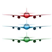 Trois avions vectoriels réalistes de couleurs différentes vecteur