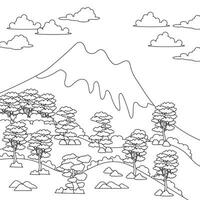 conception nature paysage contour coloriage vecteur