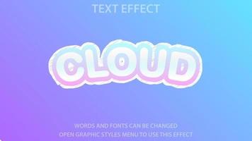 modèle d'effet de texte en nuage. modifiable. eps 10 vecteur