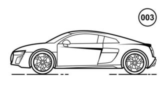 conception de contour de voiture de sport pour le style de livre de dessin 003 vecteur
