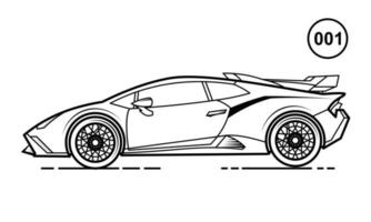 conception de contour de voiture de sport pour le style de livre de dessin 001 vecteur