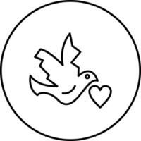 colombe avec icône vecteur coeur