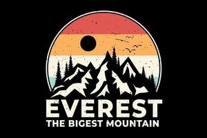 Everest plus grand style pin de montagne vecteur