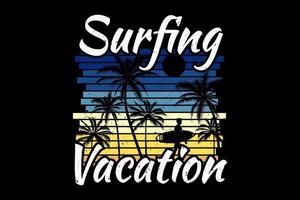 vacances de surf style palmier vecteur