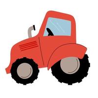tracteur de ferme rouge avec cabine, roues et tuyau d'échappement. vecteur
