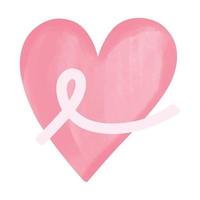 ruban rose coeur aquarelle lumineux - logo de sensibilisation au cancer du sein vecteur
