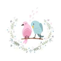 illustration colorée d'un joli couple d'oiseaux amoureux vecteur
