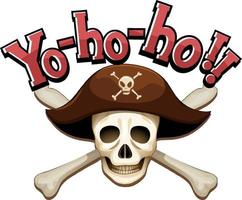 concept de pirate avec bannière de mots yo-ho-ho et os croisés du crâne vecteur