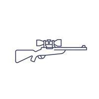 fusil de chasse avec viseur optique, icône de ligne de fusil de sniper vecteur