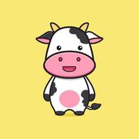 illustration de l'icône de dessin animé mignon vache mascotte personnage vecteur