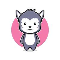 illustration d'icône de dessin animé de personnage de mascotte de loup mignon vecteur