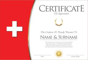 Certificat ou diplôme Dessin du drapeau suisse vecteur