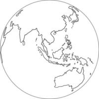 croquis de carte du monde globe à main levée sur fond blanc. vecteur