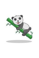 panda avec illustration de dessin animé de bambou vecteur