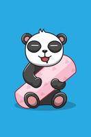 panda avec illustration de dessin animé de traversins vecteur