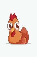 poulet mignon dans l'illustration de dessin animé de la journée mondiale des animaux vecteur