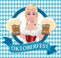 fille allemande en costume traditionnel sur l'oktoberfest vecteur