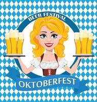 oktoberfest, fête de la bière. fille rousse sexy vecteur