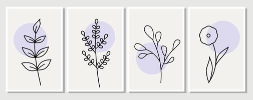 éléments abstraits, floral simple minimaliste. feuilles et fleurs vecteur