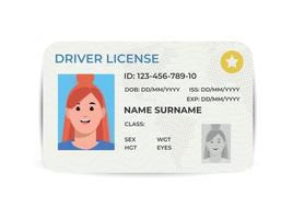 le permis de conduire. une carte d'identité en plastique. illustration de plat de vecteur