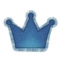 patch denim en forme de couronne avec frange. denim bleu clair. vecteur