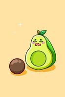 illustration de dessin animé mignon et triste avocat fruit icône vecteur