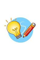 lampe pour idée brillante avec illustration de dessin animé au crayon vecteur