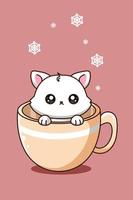 petit chat mignon et drôle dans une tasse à café