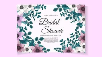 modèle de carte d'invitation de douche nuptiale en fleurs abstraites floral vecteur
