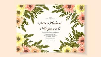 ensemble de cartes d'invitation de mariage floral élégant cadre et bordure de fleurs vecteur