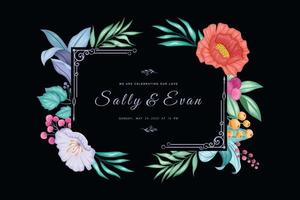 belle invitation de mariage floral vecteur