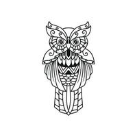 conception de contour de hibou noir et blanc vecteur