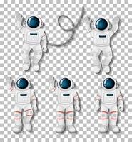 jeu de caractères de dessin animé astronaute vecteur