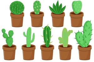 ensemble de divers cactus dans des pots vecteur