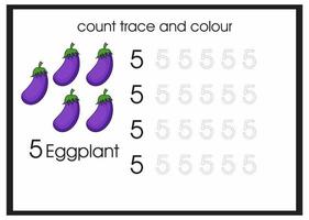 compter la trace et colorer l'aubergine vecteur