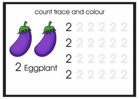 compter la trace et colorer l'aubergine vecteur