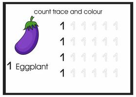 compter la trace et colorer l'aubergine vecteur