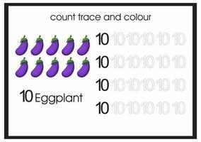 compter la trace et colorer l'aubergine vecteur