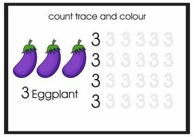 compter la trace et colorer l'aubergine vecteur