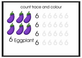 compter la trace et colorer l'aubergine vecteur