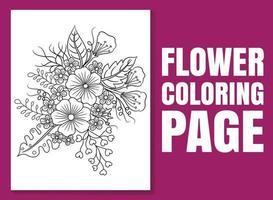 coloriage de fleurs pour adultes et enfants. coloriage doodle. vecteur