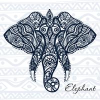 Éléphant dessin vectoriel avec des motifs ethniques de l&#39;Inde.