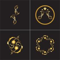 poisson d'or et modèle de conception d'icône de vecteur de logo de yin yang