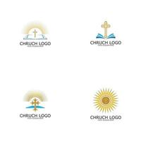 logo église.symbole chrétien, la bible et la croix vecteur