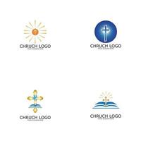 logo église.symbole chrétien, la bible et la croix vecteur