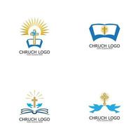 logo église.symbole chrétien, la bible et la croix vecteur