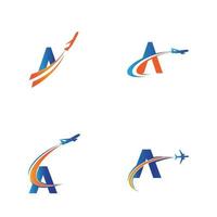 lettre un modèle de conception de logo de voyage aérien-vecteur vecteur