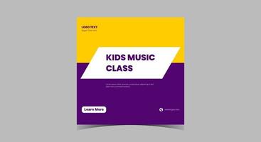 conception de publication sur les médias sociaux pour le cours de musique pour enfants vecteur